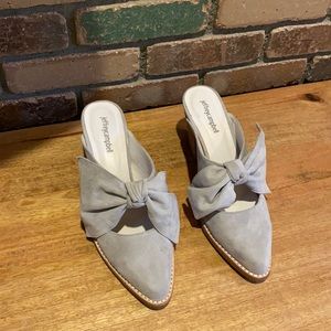 Anthropologie Gray Mules with Bow Detail